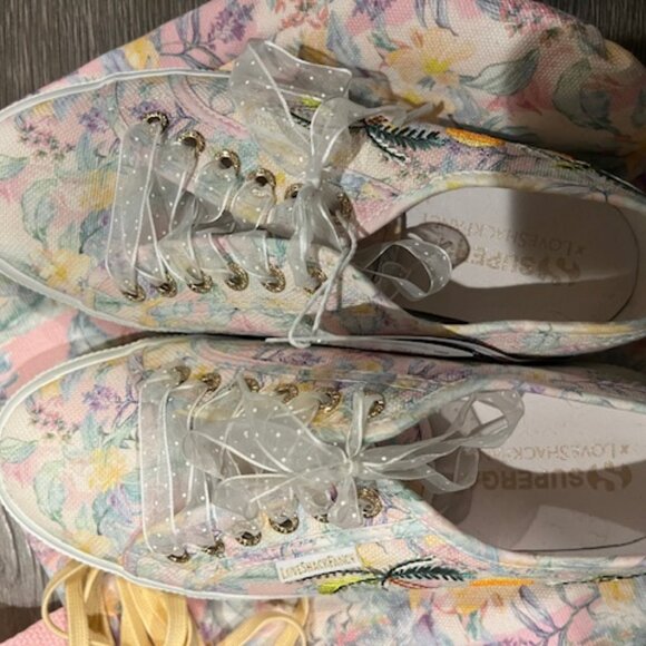 Super CUTE Superga x LoveShackFancy embroidered sneakers with ribbon laces🌴☀️ - Picture 7 of 9